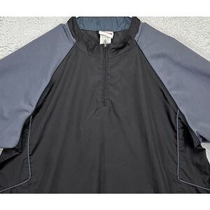 Rawlings Jacket Men Large Black Grey Colorblock Quarter Zip Pullover Windbreaker
